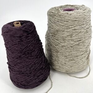Lot 2 cones Silk‎ City Fibers Rayon Chenille Yarn Sport Weight 1300 Gray Purple